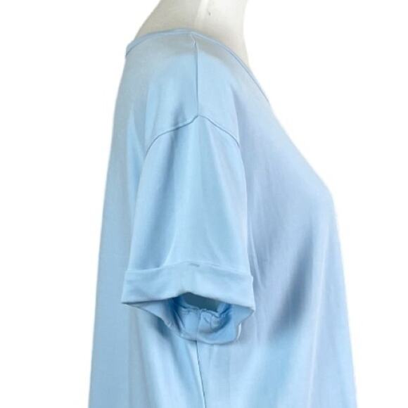 Stylus Women’s Top Pullover Crew Neck Rolled Sleeve Light Baby Blue Size Large - Picture 7 of 14